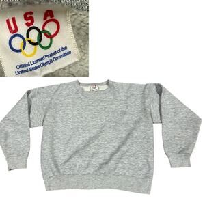 Vintage 1990s USA Olympics Crewneck Gray Sweatshirt Pullover / Large -
